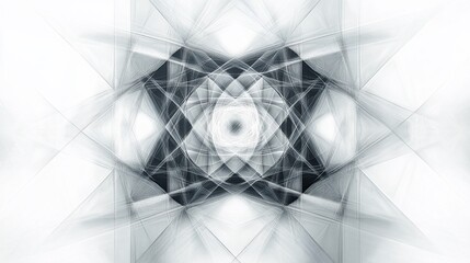 Aufkleber - Abstract grayscale geometric pattern with symmetrical design, radiating lines and central focus.