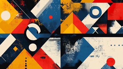 Aufkleber - Abstract geometric art with vibrant colors, shapes, and textures. (1)