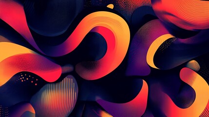Poster - Abstract art with vibrant red, orange, and purple swirls on a dark background.