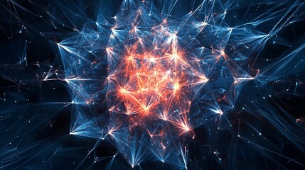 Poster - Abstract glowing network, nodes, connections, plexus, energy, technology, futuristic design.