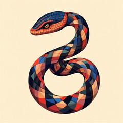 Aufkleber - Colorful geometric snake illustration.