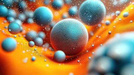 Poster - Abstract representation of particles in a vibrant, dynamic environment.