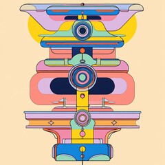 Poster - Abstract colorful geometric layered structure design.
