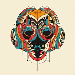 Poster - Abstract colorful geometric mask design.