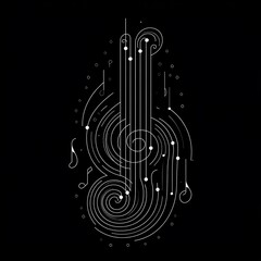 Poster - Abstract minimalist cello design with musical notes.