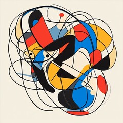 Poster - Abstract colorful shapes and lines intertwined, creating a dynamic composition.