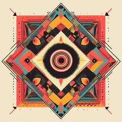 Poster - Abstract geometric art with vibrant colors and symmetrical design. (4)