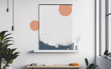 Poster - Abstract art print on a white wall in a modern minimalist interior.
