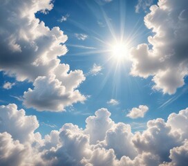 distressed old paper with stylized sky pattern featuring fluffy white clouds and bright blue skies w