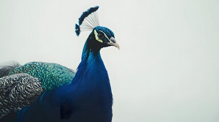 Majestic Peacock Profile Against A White Background