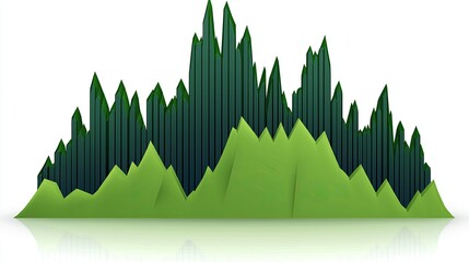 Poster - 3D green graph showing data peaks and valleys, resembling a landscape.