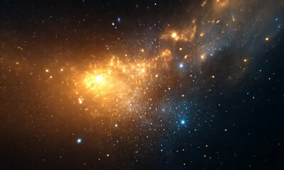 Wall Mural - A vibrant cosmic scene depicting a galaxy with stars and luminous gas clouds.