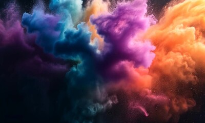 Wall Mural - A vibrant explosion of colorful powder creating a dynamic, artistic visual effect.