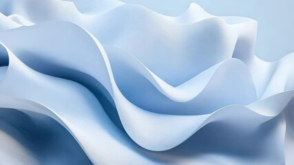 Poster - Abstract wavy blue layers flowing serenely with soft textures and minimalist aesthetic.