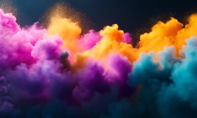 Wall Mural - Vivid abstract clouds in vibrant colors with sparkling elements.