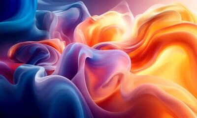 Wall Mural - Abstract waves of colorful fabric-like textures blending in vibrant hues.