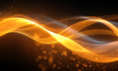 Wall Mural - A dynamic abstract representation of glowing waves with particles, evoking energy and motion.