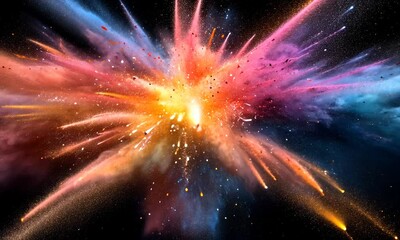 Wall Mural - A vibrant cosmic explosion showcasing colorful nebulae and stars in a vast universe.