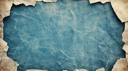 Poster - Vintage Blue Marbled Paper Background with Torn Edges Texture