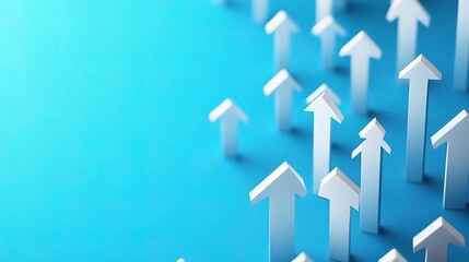 Poster - Upward Pointing Arrows on a Blue Background for Growth Concept