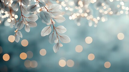 Wall Mural - Blurred bokeh concept. Delicate leaves with a soft bokeh background, creating a serene and peaceful atmosphere.