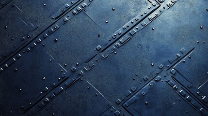 Poster - Intricate Blue Metal Patterns on Textured Background Surface