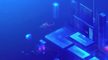 Poster - Abstract Blue Financial Data Visualization Chart Wallpaper Design
