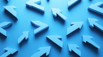 Poster - Blue Background with Multiple Upward Pointing Arrows Design