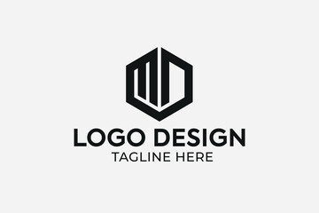 hexagon and building icon abstract business logo, construction logo real estate business minimal and iconic business logo