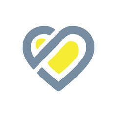 Aufkleber - This is a flat monogram design of an initial letter S in a heart shape in grey color