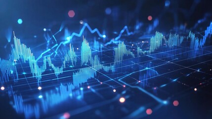 Poster - Futuristic Digital Data Concept with Blue Background and Graphs