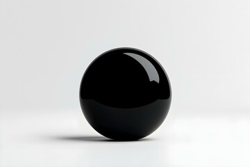 Wall Mural - Glossy Black Sphere on Minimalist White Background for Abstract and Modern Art Concepts