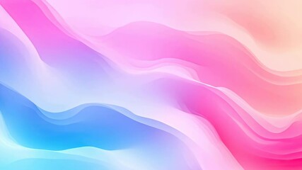Poster - Soft pastel gradient with flowing abstract waves in pink, blue, purple, and peach tones.