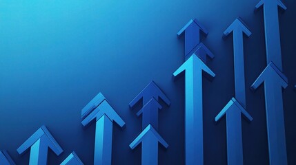 Poster - Set of Blue Arrows Pointing Upwards and Sideways on Abstract Background