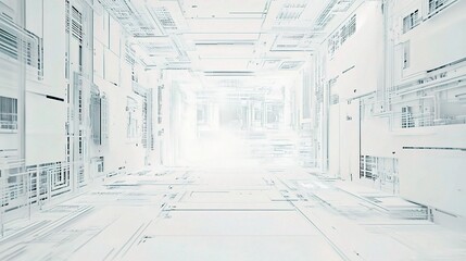Poster - Abstract Futuristic White Background with Clean Lines and Structure