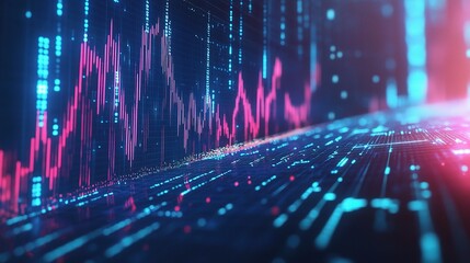 Poster - Abstract Financial Graph with Uptrend Lines and Arrows Visualization