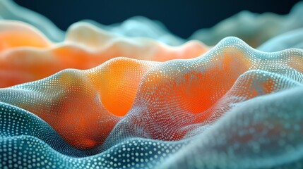 Poster - Abstract representation of flowing, textured waves in vibrant colors.