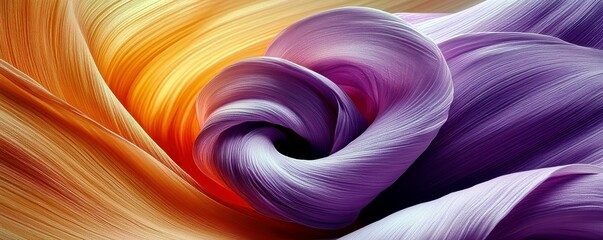 Poster - Abstract texture of swirling lines in vibrant hues of orange, purple, and cream creating a dynamic and fluid visual experience for artistic backgrounds