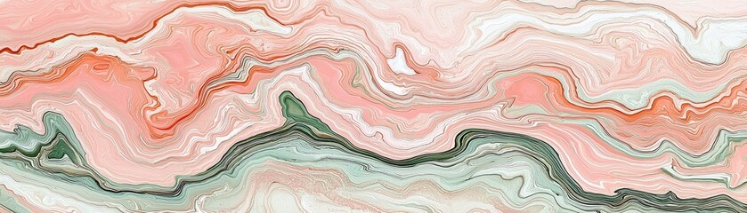 Aufkleber - Abstract Wave Pattern in Soft Pastel Tones with Swirls of Pink, Green, and White for Artistic and Modern Design Applications