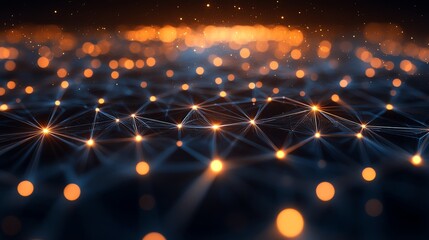Aufkleber - Abstract digital network with glowing nodes and connections, representing technology and data.