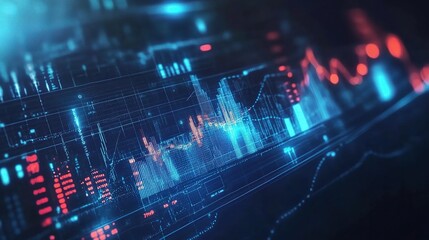 Poster - Futuristic Big Data Concept with Digital Background and Blue Colors