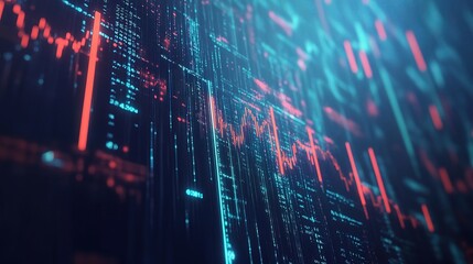 Poster - Abstract Financial Graph with Uptrend Line and Arrows Visualization