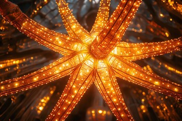 Poster - A vibrant star-shaped light fixture glowing with warm illumination.