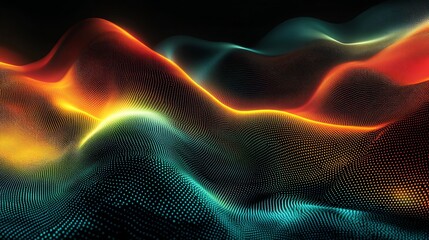 Poster - Abstract digital landscape with flowing waves and vibrant colors.