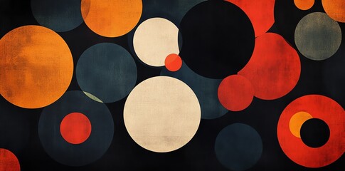 Poster - Abstract design featuring colorful overlapping circles on a dark background.