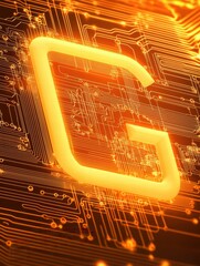 Poster - Abstract Tech Background with Glowing Circuit Board and Letter G