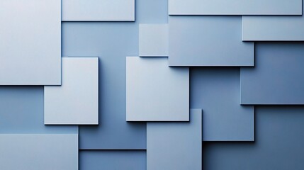 Poster - Abstract Blue Background with Multiple Square Shapes and Layers