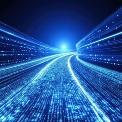 Poster - Futuristic Digital Pathway with Glowing Data Streams and Light Burst