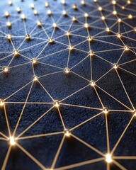 Poster - Abstract Network Connections with Glowing Points on Dark Background