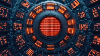 Poster - Operation center idea. Futuristic technology interface with glowing elements and intricate details.